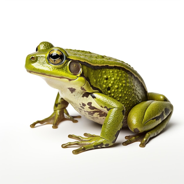 Photo frog on white background hyperrealistic