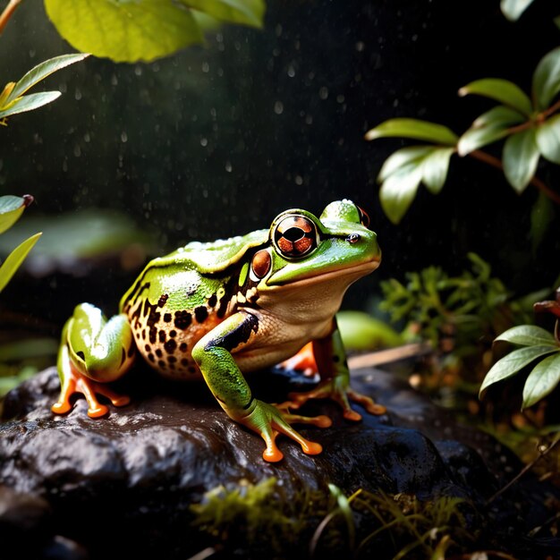 写真 自然に生息する野生のカエル エコシステムの一部