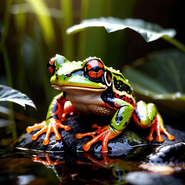 Photo frog wild animal living in nature part of ecosystem