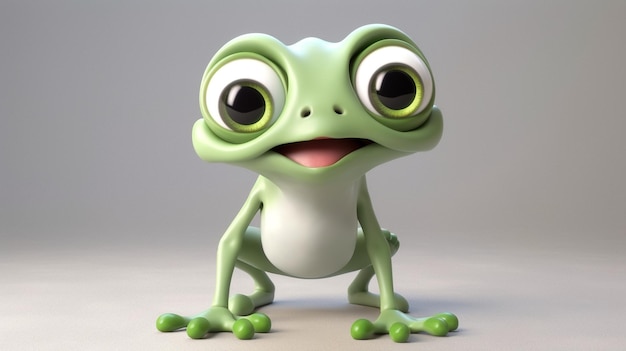 A frog with big eyes is sitting on a table.