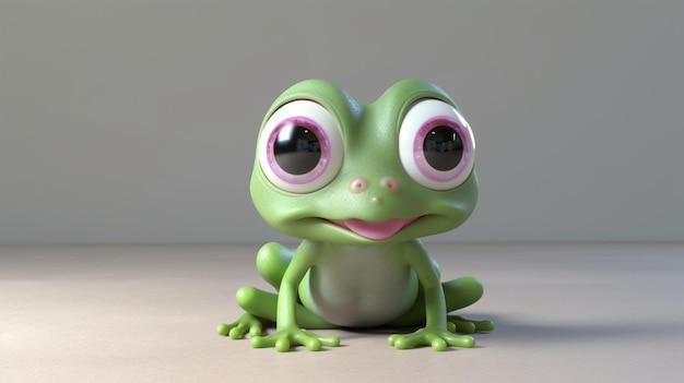 A frog with big eyes sits on a table.