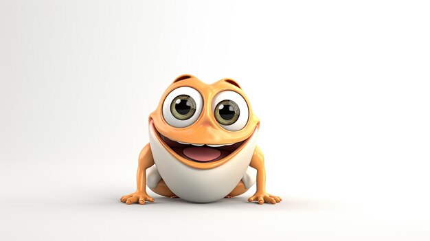 a frog with big eyes and a white background