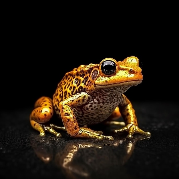 A frog with a black background and a black background.