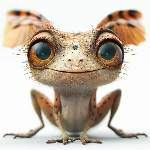 a frog with a brown face and eyes and a black eye