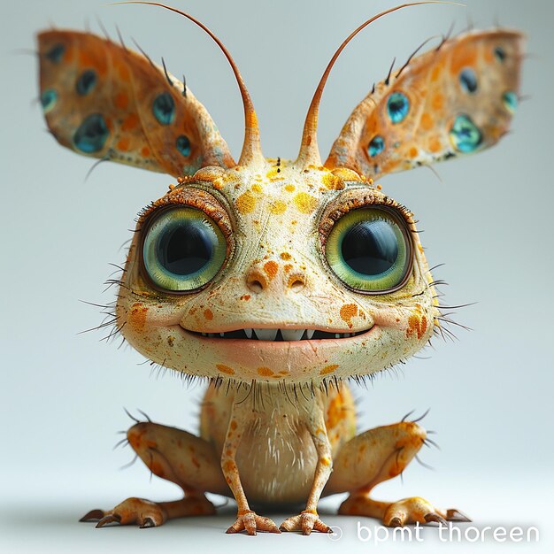 a frog with a butterfly on its face and eyes