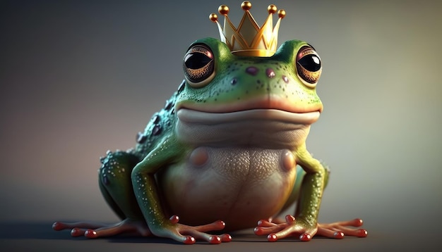 Photo a frog with a crown on his head