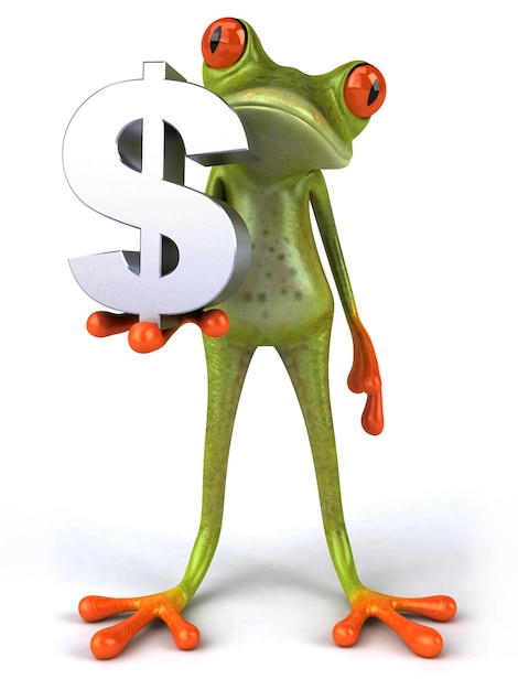 Photo a frog with a dollar sign in its hand