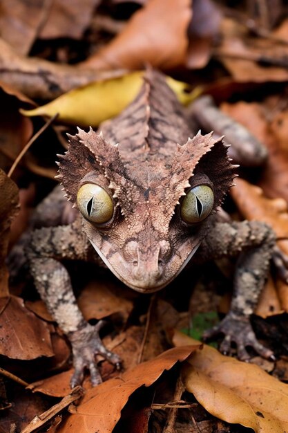 Photo a frog with eyes and eyes and eyes on a leaf