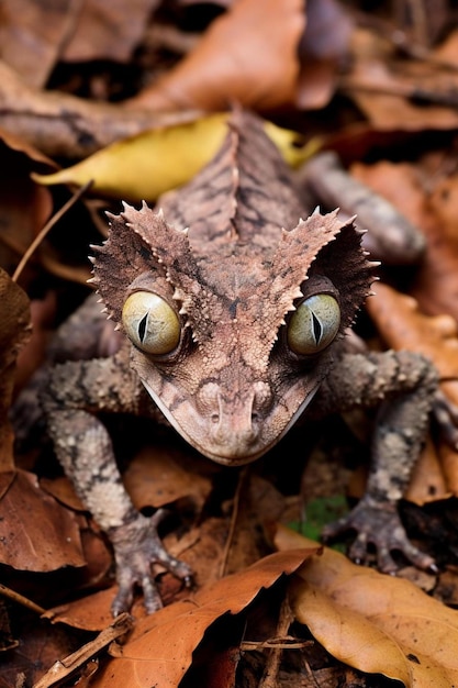 Photo a frog with eyes and eyes and eyes on a leaf