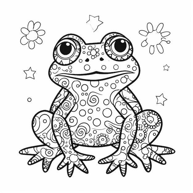 Photo a frog with a flower on it