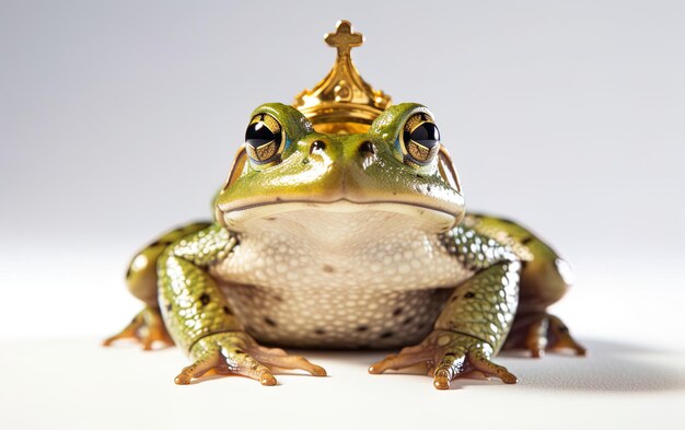 a frog with a gold crown on its head