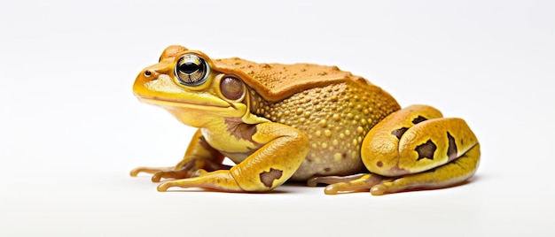 Photo a frog with a heart on its head sits on a white background