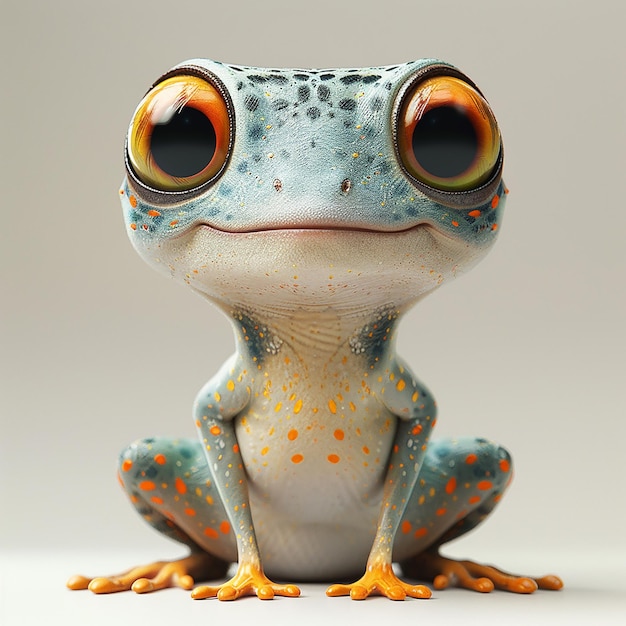 a frog with orange eyes and a blue and orange eyes