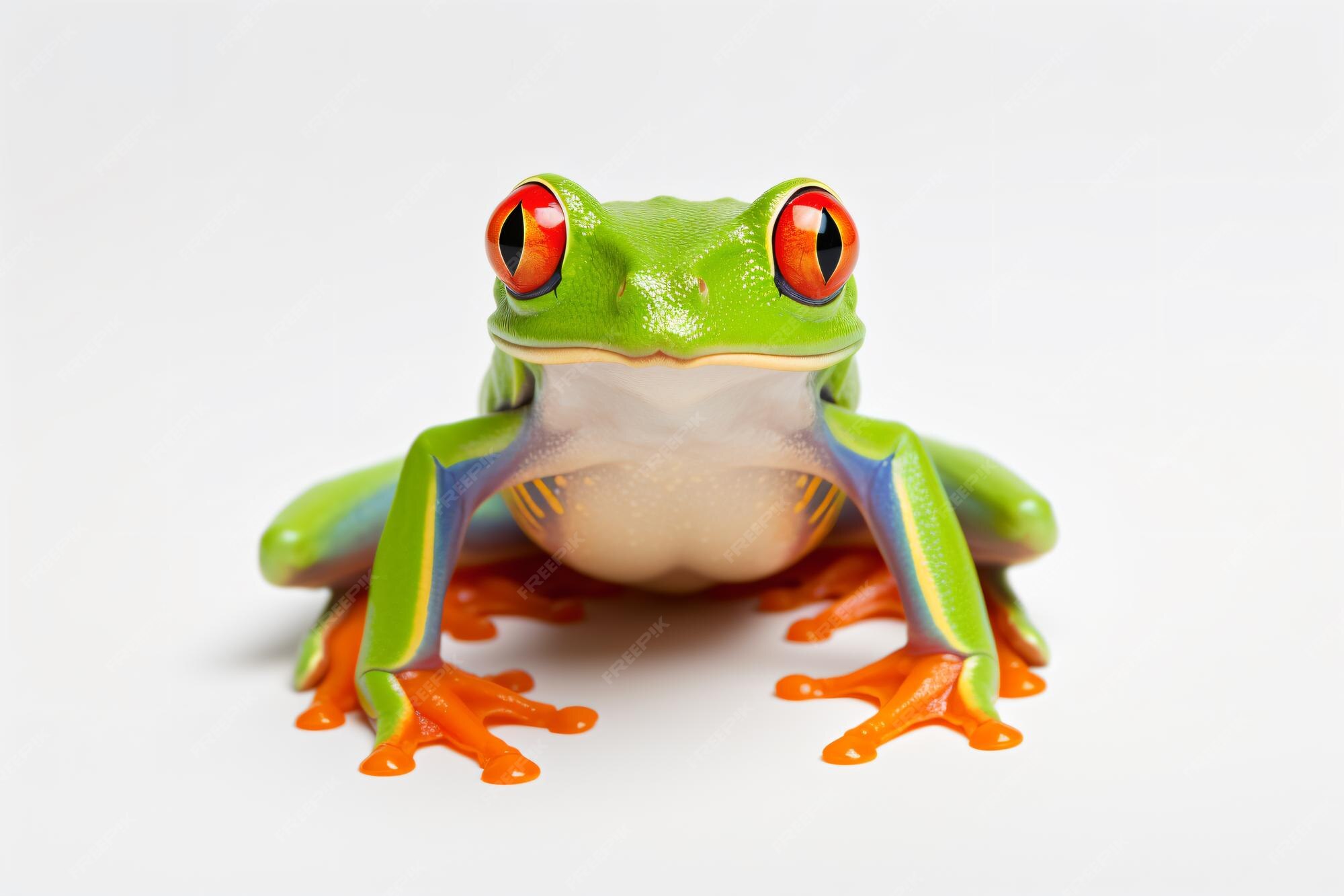 Premium AI Image | a frog with red eyes sitting on a white surface