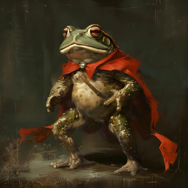 Photo a frog with a red scarf and a red scarf on it