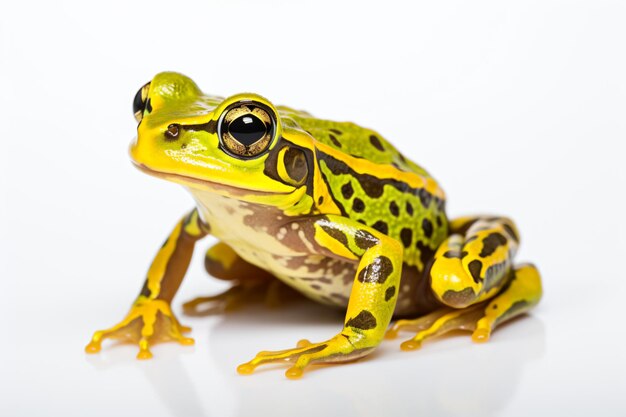 Premium AI Image | a frog with a yellow and black stripe on its body