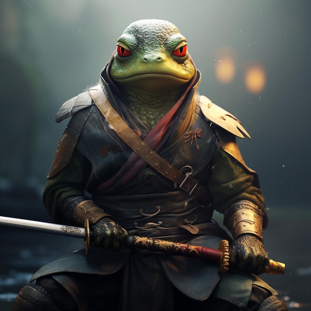 Photo a frog39s crying sword ai generated image