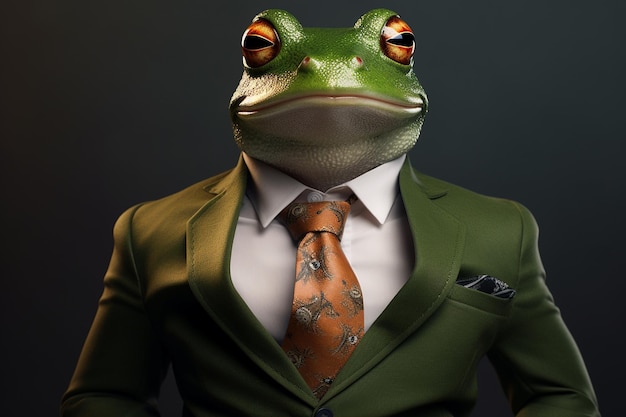 Foto the froggy businessman39s attire generative di ai