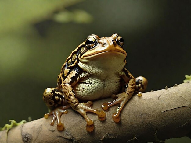 Photo frogs sitting on top of a tree branch