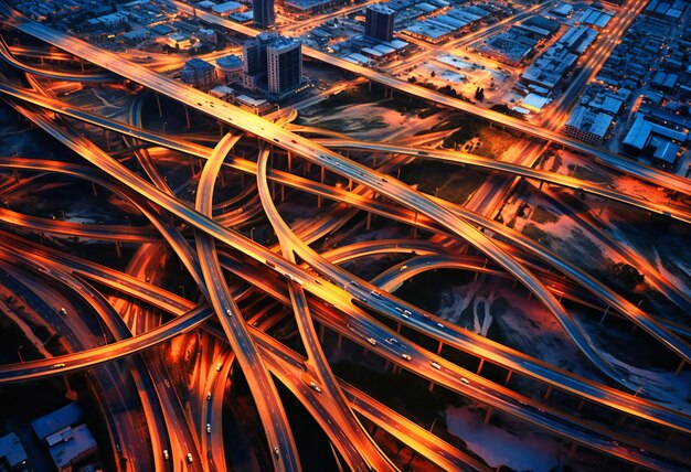 Premium AI Image  From an aerial vantage a intricate network of intersecting interstate 