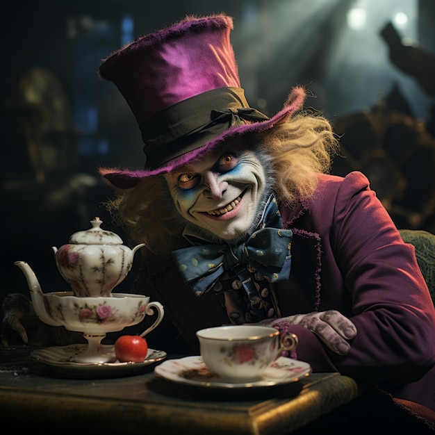 Photo from alice to the mad hatter and the cheshire cat ai generated art