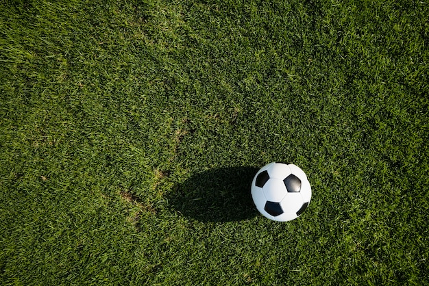 Photo from above ball on green grass