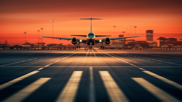 From Dawn to Destination The Excitement of Takeoff and Landing on an Airplane Runway Generative AI
