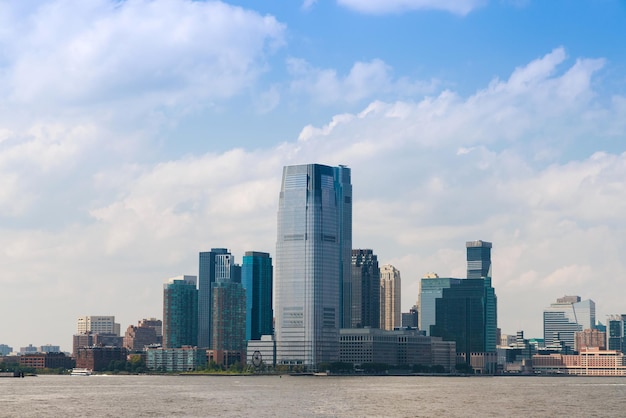 From the Hudson River a panoramic view of Manhattan