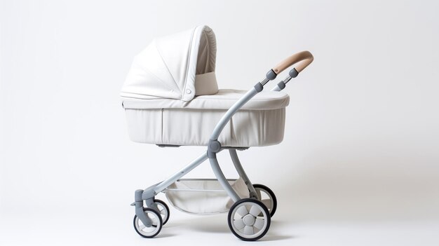 Photo from newborn to toddler isolated stylish modern baby stroller with bassinet generative ai