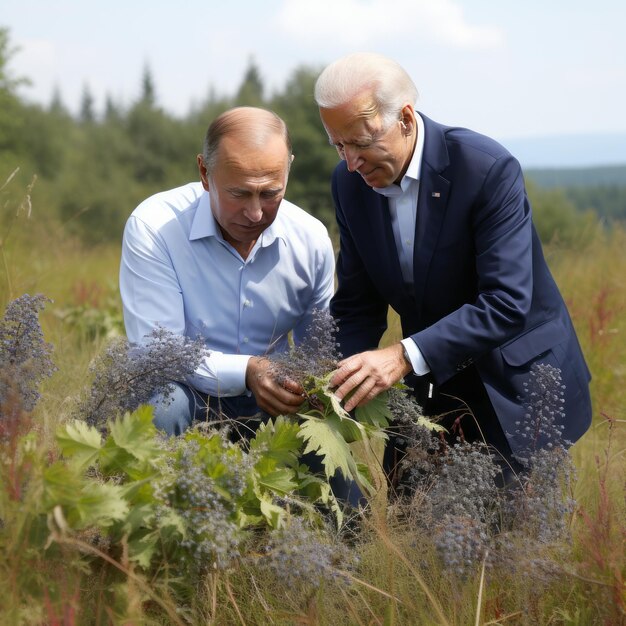 Photo from politics to picking biden and putin unite in a blueberry field