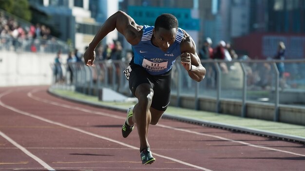 From above sportsman sprinting on pavement