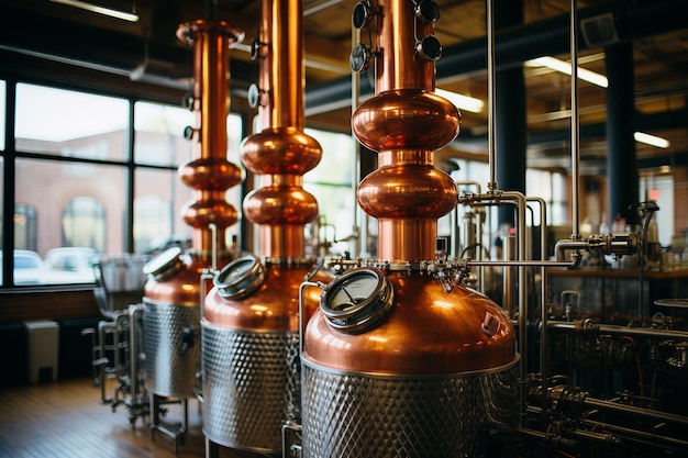 From Tradition to Innovation Retroinfused Brewery Machinery in Lustrous Brass and Copper