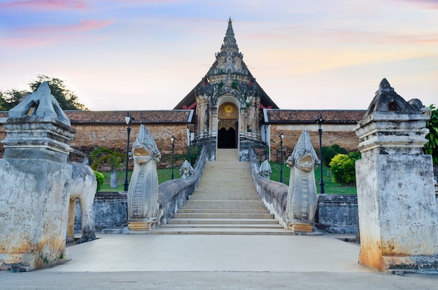 Front arched entrance of Wat Phra That Lampang Luang temple in Lampang province northern Thailand