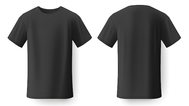 Front and back of the black tshirt on white background