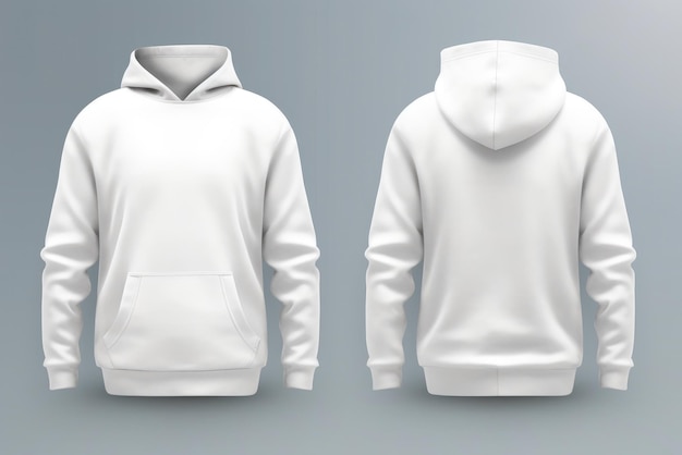 Front and Back of an Editable male white Hoodie Generative AI