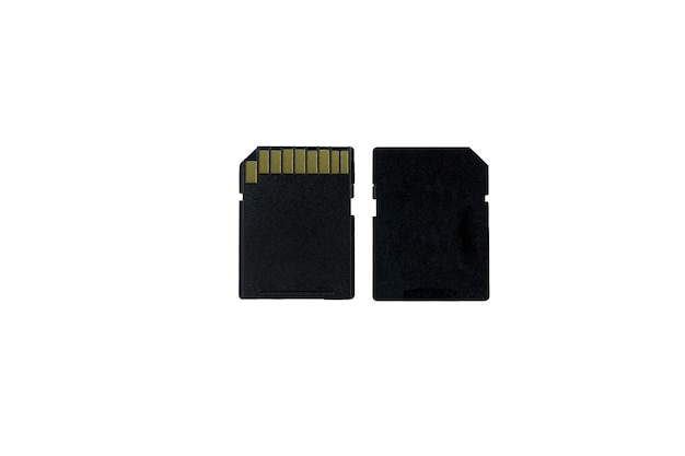 Photo front and back memory card on white background