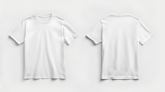 Front and Back of a Plain White TShirt on a Neutral Background Ideal for Mockups and Fashion Design Simple Style and Versatile Use AI