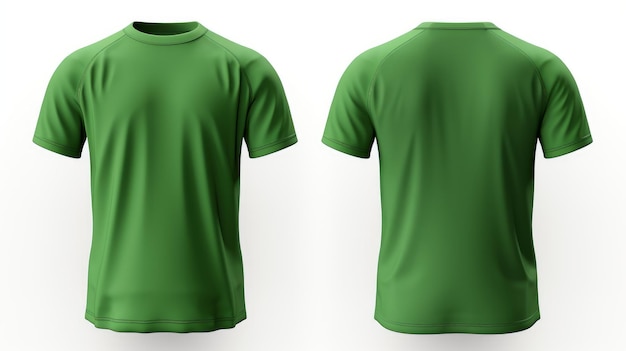 Вид спереди и сзади на макет зеленой футболки