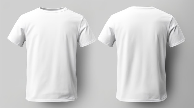 Front and back views of a man white apparel Tshrit mockup isolated on white