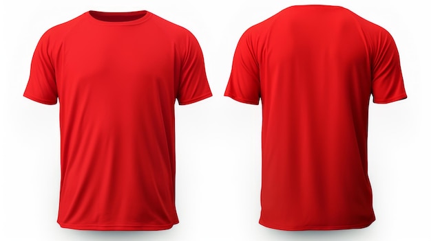 Premium AI Image | Front and back views of a Red Men Tshrit apparel ...