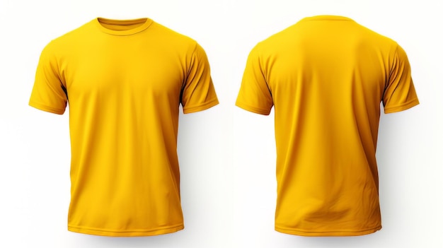 Premium AI Image | Front and back views of a Yellow Blue Man Tshirt ...