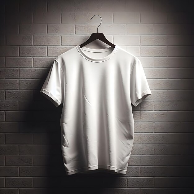 Front blank white tshirt with hanger templateShirt mockup concept with plain clothing AI Generated