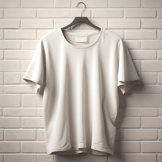 Front blank white tshirt with hanger templateShirt mockup concept with plain clothing AI Generated