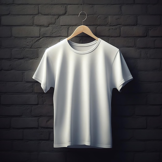 Front blank white tshirt with hanger templateShirt mockup concept with plain clothing AI Generated