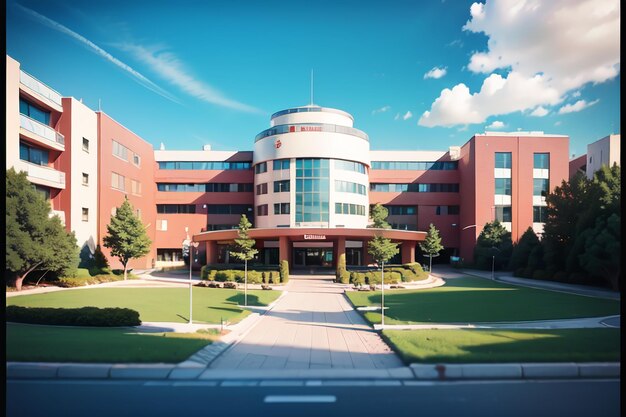 The front of the building is shown with a sign that says'the word care'on it