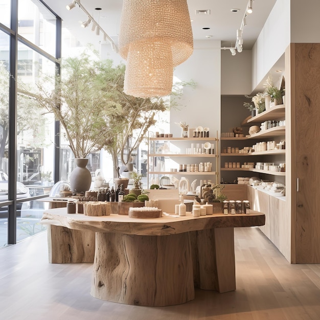 A front desk in a shop modern minimalistic wabi sabi scandinavian