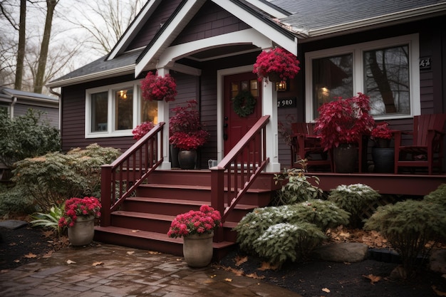 front door exterior decoration with red theme inspiration ideas