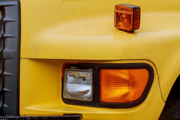 Front end of a semi truck while parked