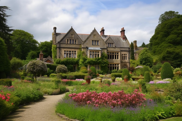 The front of the house from the gardens