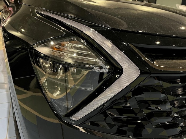 Photo front led low beam and high beam headlights